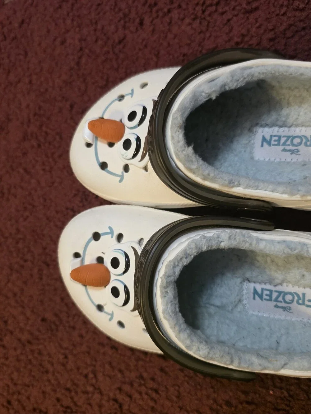 CROCS Kids White Olaf Slip-On Clogs with Orange Nose